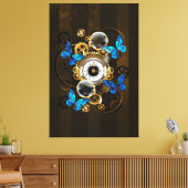 Steampunk Gears en Blue Butterflies Canvas Afdruk (Insitu (Woonkamer))