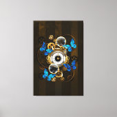 Steampunk Gears en Blue Butterflies Canvas Afdruk (Voorkant)