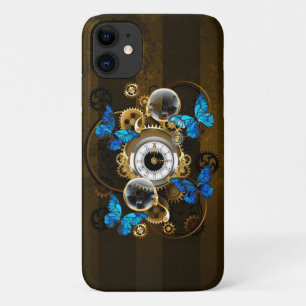 Steampunk Gears en Blue Butterflies Case-Mate iPhone Case