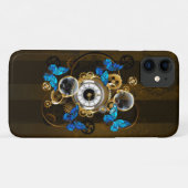 Steampunk Gears en Blue Butterflies Case-Mate iPhone Case (Achterkant (horizontaal))