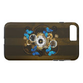 Steampunk Gears en Blue Butterflies Case-Mate iPhone Case (Achterkant (Horizontaal))