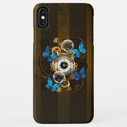 Steampunk Gears en Blue Butterflies Case-Mate iPhone Case (Achterkant)