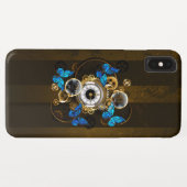 Steampunk Gears en Blue Butterflies Case-Mate iPhone Case (Achterkant (horizontaal))