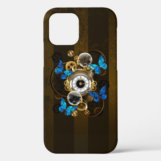 Steampunk Gears en Blue Butterflies Case-Mate iPhone Case (Achterkant)
