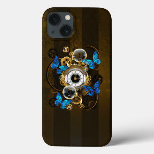 Steampunk Gears en Blue Butterflies Case-Mate iPhone Case