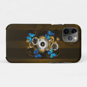 Steampunk Gears en Blue Butterflies Case-Mate iPhone Case (Achterkant (horizontaal))