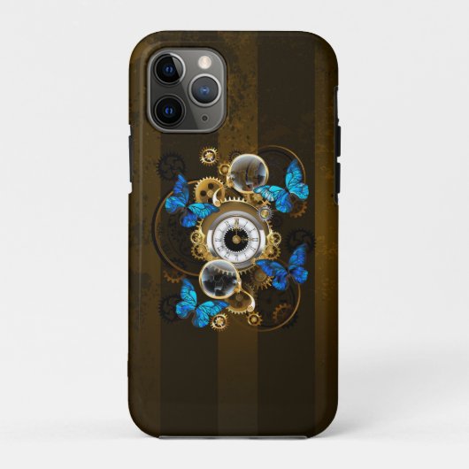 Steampunk Gears en Blue Butterflies Case-Mate iPhone Case (Achterkant)