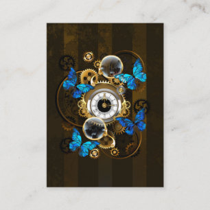Steampunk Gears en Blue Butterflies Contactkaartje