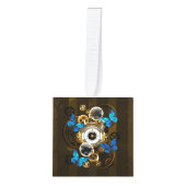 Steampunk Gears en Blue Butterflies Decoratie (Voorkant)