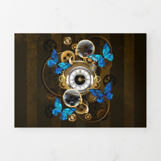 Steampunk Gears en Blue Butterflies Drieluik Aankondiging (Cover)