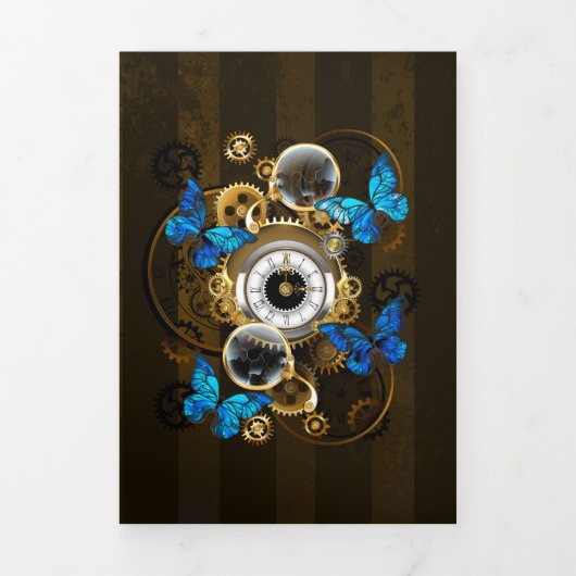 Steampunk Gears en Blue Butterflies Drieluik Programma (Cover)