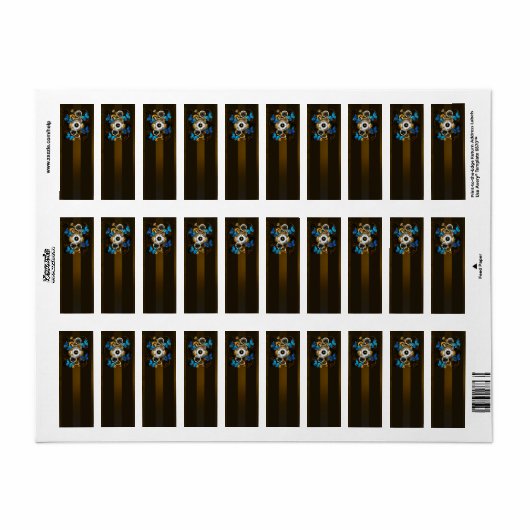 Steampunk Gears en Blue Butterflies Etiket (Full Sheet)