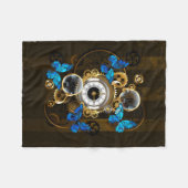 Steampunk Gears en Blue Butterflies Fleece Deken (Voorkant (Horizontaal))