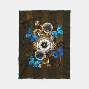 Steampunk Gears en Blue Butterflies Fleece Deken