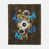 Steampunk Gears en Blue Butterflies Fleece Deken (Voorkant)