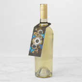 Steampunk Gears en Blue Butterflies Flessenhanger (Schuin)