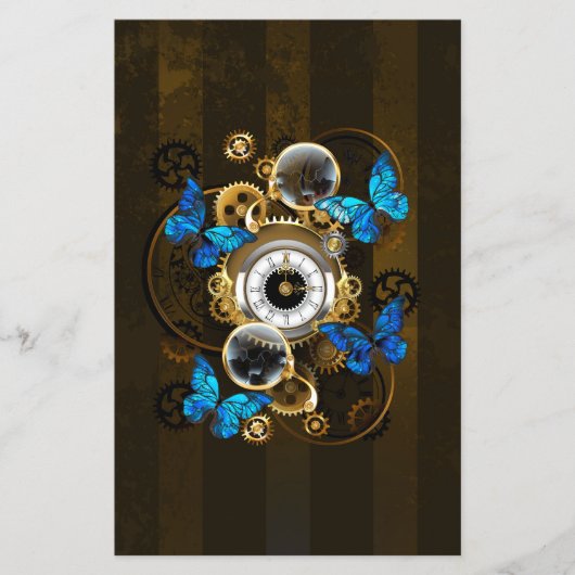 Steampunk Gears en Blue Butterflies Flyer (Voorkant)