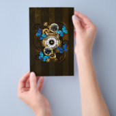 Steampunk Gears en Blue Butterflies Flyer (Hand)
