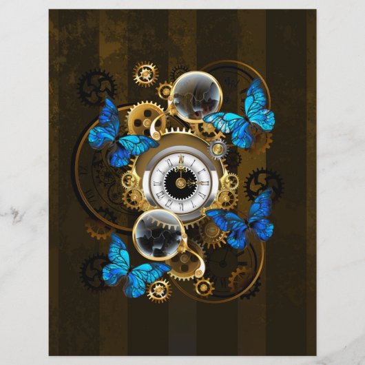 Steampunk Gears en Blue Butterflies Flyer (Voorkant)
