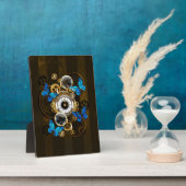 Steampunk Gears en Blue Butterflies Fotoplaat (Zijkant)