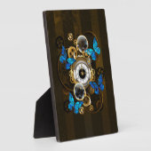 Steampunk Gears en Blue Butterflies Fotoplaat (Zijkant)