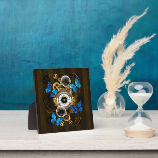 Steampunk Gears en Blue Butterflies Fotoplaat (Insitu)