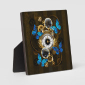 Steampunk Gears en Blue Butterflies Fotoplaat (Voorkant)