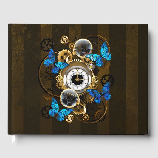 Steampunk Gears en Blue Butterflies Gastenboek (Voorkant)