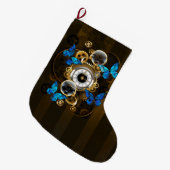 Steampunk Gears en Blue Butterflies Grote Kerstsok (Voorkant (Hangend))
