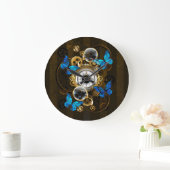 Steampunk Gears en Blue Butterflies Grote Klok (Huis)
