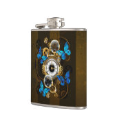 Steampunk Gears en Blue Butterflies Heupfles (Links)