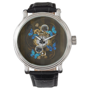 Steampunk Gears en Blue Butterflies Horloge