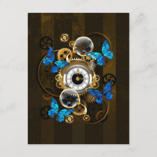 Steampunk Gears en Blue Butterflies Informatiekaartje