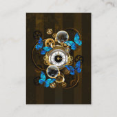 Steampunk Gears en Blue Butterflies Informatiekaartje (Voorkant)