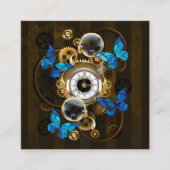 Steampunk Gears en Blue Butterflies Informatiekaartje (Voorkant)
