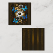 Steampunk Gears en Blue Butterflies Informatiekaartje (Voorkant / Achterkant)