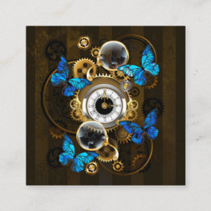 Steampunk Gears en Blue Butterflies Informatiekaartje