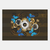 Steampunk Gears en Blue Butterflies Inpakpapier Vel (Voorkant 2)