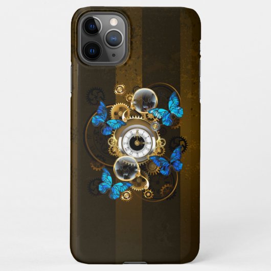 Steampunk Gears en Blue Butterflies iPhone Hoesje (Achterkant)