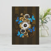 Steampunk Gears en Blue Butterflies Kaart (Staand voorkant)