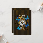 Steampunk Gears en Blue Butterflies Kaart (Voorkant / Achterkant in situ)