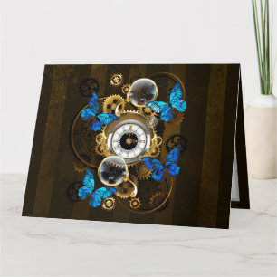 Steampunk Gears en Blue Butterflies Kaart