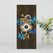 Steampunk Gears en Blue Butterflies Kaart (Staand voorkant)