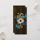 Steampunk Gears en Blue Butterflies Kaart (Voorkant / Achterkant in situ)