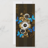 Steampunk Gears en Blue Butterflies Kaart (Voorkant)
