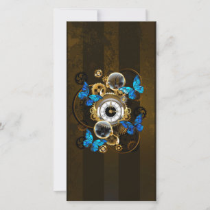 Steampunk Gears en Blue Butterflies Kaart