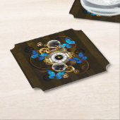 Steampunk Gears en Blue Butterflies Kartonnen Onderzetters (Gekanteld)