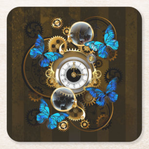 Steampunk Gears en Blue Butterflies Kartonnen Onderzetters