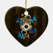 Steampunk Gears en Blue Butterflies Keramisch Ornament (Achterkant)