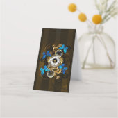 Steampunk Gears en Blue Butterflies Klantenkaartje (Voorkant)